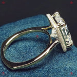 Unique Radiant Cut Moissanite Engagement Ring –  Forever Moissanite Double Halo Modern Engagement Ring Forever For Love