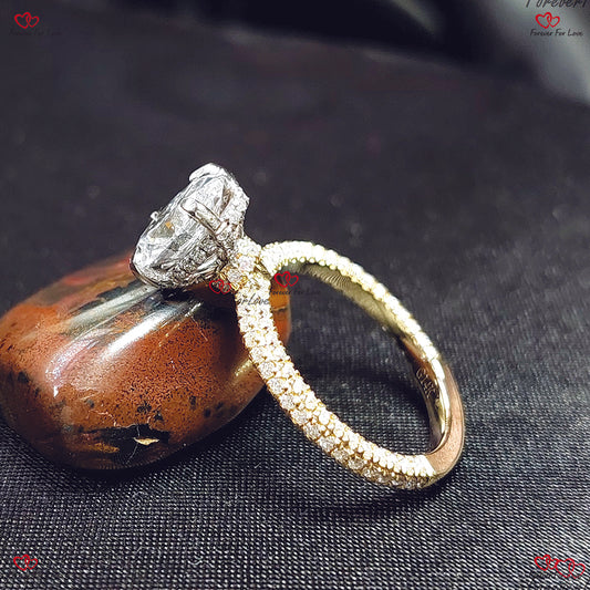 Oval Diamond Engagement Ring | IGI Certified Lab Diamond | Unique Pave Band | Solid Gold