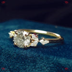 Round Vintage Salt and Pepper Diamond Engagement Ring Forever For Love