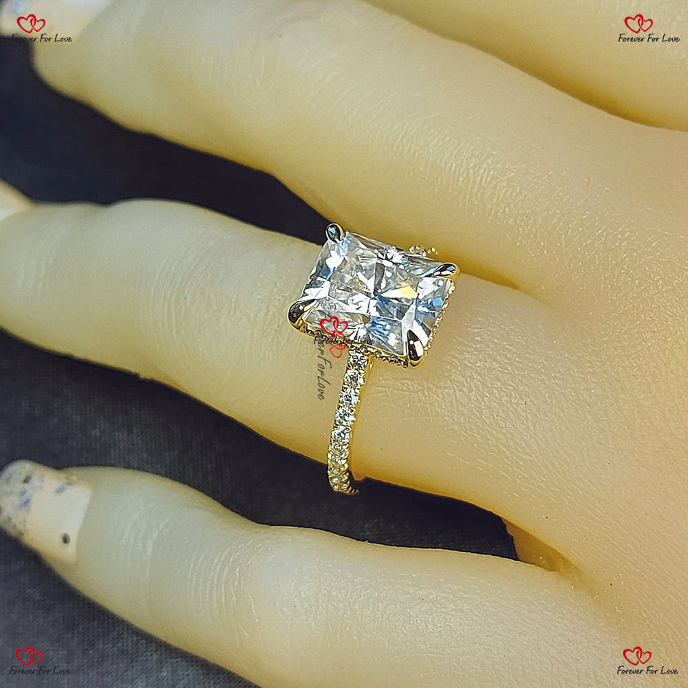 Moissanite Radiant Cut Engagement Ring in White Gold