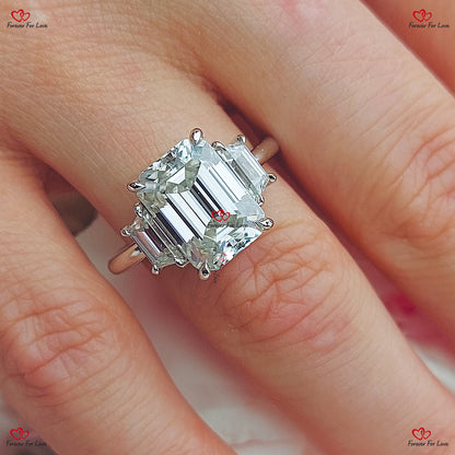 Timeless Elegance  Emerald Cut Moissanite Engagement Ring