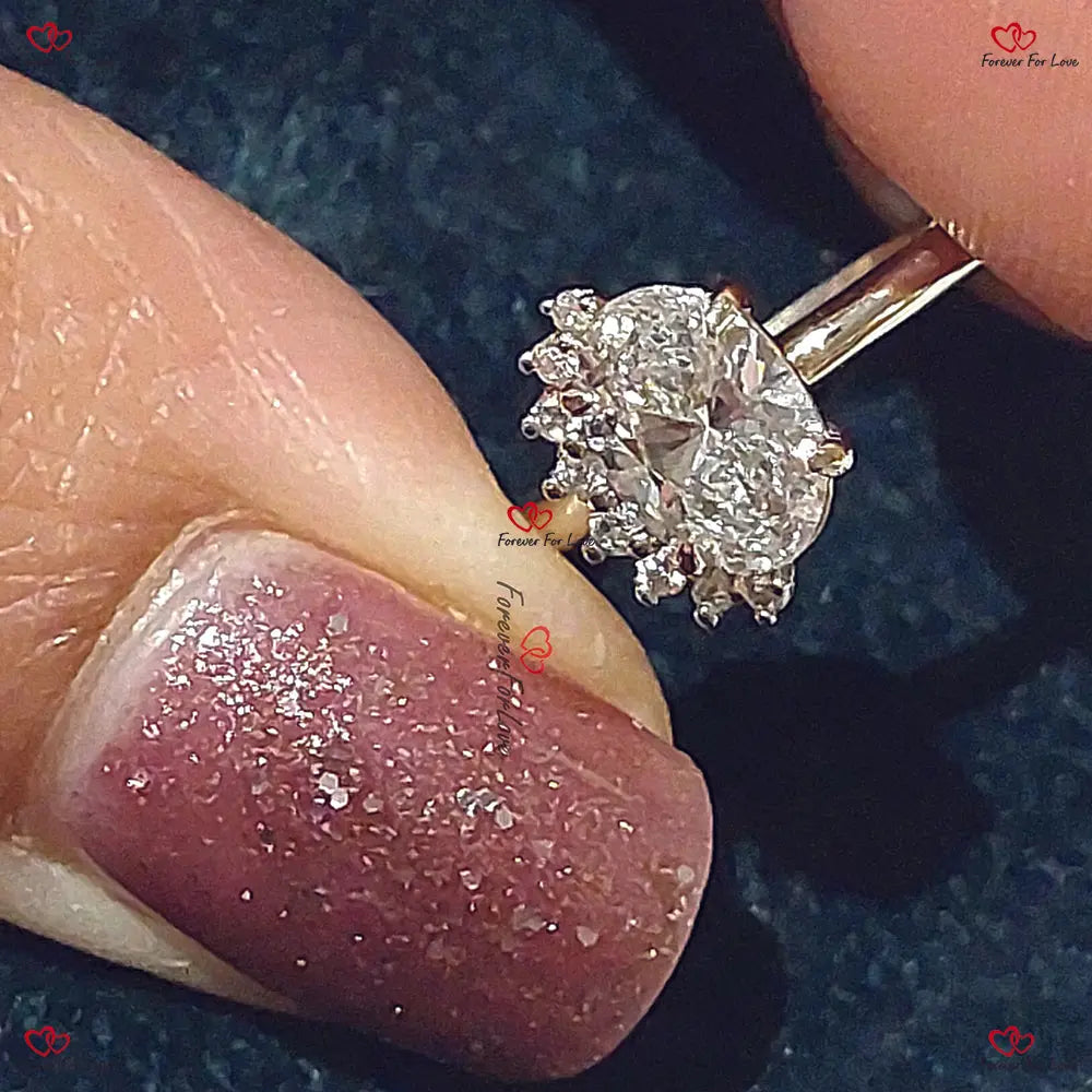 Oval Diamond Vintage Ring | Lab Grown Diamond Ring | Certified Yellow Gold Custom Made Engagement Anniversary Ring | Forever For Love Forever For Love