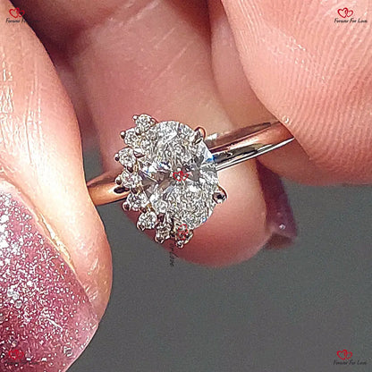 Oval Diamond Vintage Ring | Lab Grown Diamond Ring | Certified Yellow Gold Custom Made Engagement Anniversary Ring | Forever For Love Forever For Love