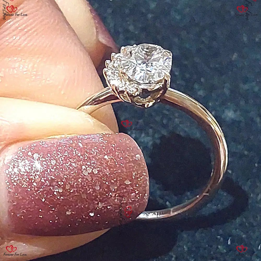 Oval Diamond Vintage Ring | Lab Grown Diamond Ring | Certified Yellow Gold Custom Made Engagement Anniversary Ring | Forever For Love Forever For Love