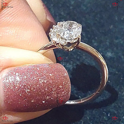 Oval Diamond Vintage Ring | Lab Grown Diamond Ring | Certified Yellow Gold Custom Made Engagement Anniversary Ring | Forever For Love Forever For Love