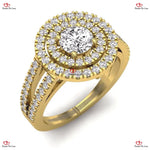 White Gold Round Shape Double Halo Cluster Engagement Ring Forever For Love