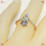 IGI Certified  Vintage Lab Grown Pear Diamond Engagement Ring Forever For Love