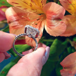 Emerald Cut Double Halo Moissanite Engagement Ring |  Forever Ring | Pave Diamond Modern Engagement Ring Forever For Love