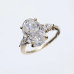 Oval Cut Pear Shaped Moissanite Engagement Ring Unique Three-Stone Ring Forever For Love