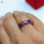 Unique Sapphire Antique Engagement Ring - Natural Rainbow Sapphire Eternity Band Forever For Love