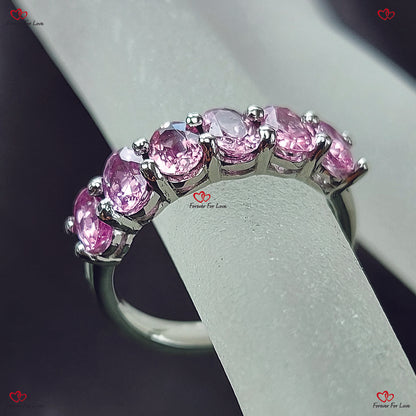 Natural Ceylon Pink Sapphire Eternity Band Ring in Solid Gold