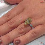 Pear Canary Yellow Moissanite Engagement Ring | Marquise Diamond Band | Two Tone Designer Ring | Claw Prongs Forever For Love