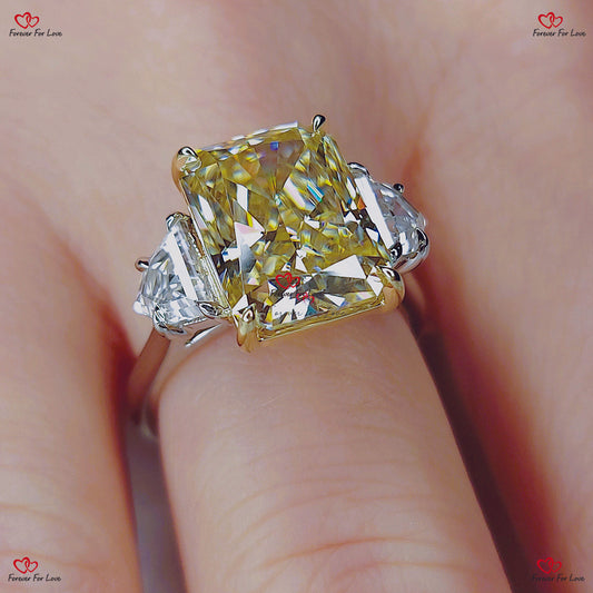 Radiant Cut Canary Yellow Diamond Engagement Ring Solid Gold Promise Ring