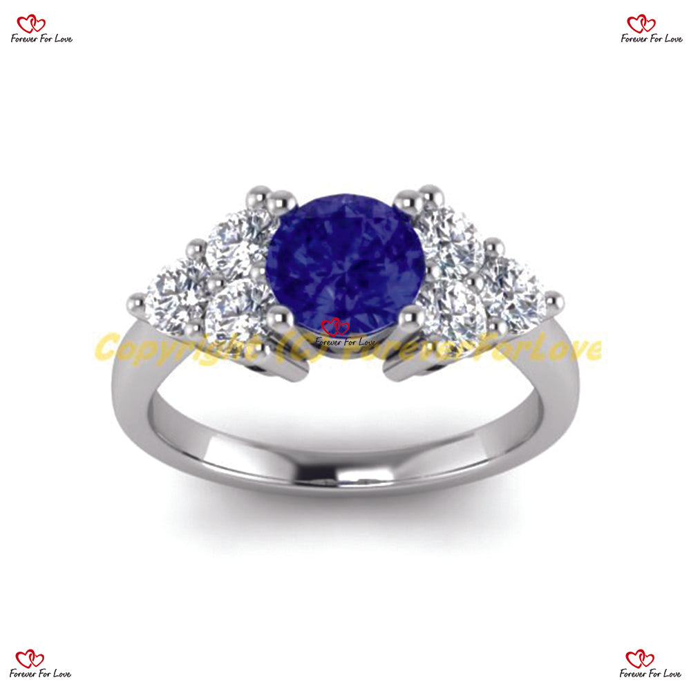 Natural Royal Blue Sapphire White Gold Engagement Ring