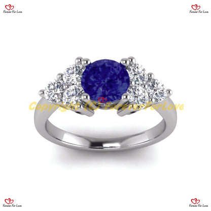 Natural Royal Blue Sapphire White Gold Engagement Ring