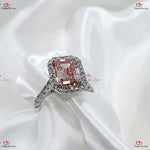 Pink Emerald Cut Lab Created Diamond Engagement Ring - IGI Certified Halo Diamond Ring Forever For Love