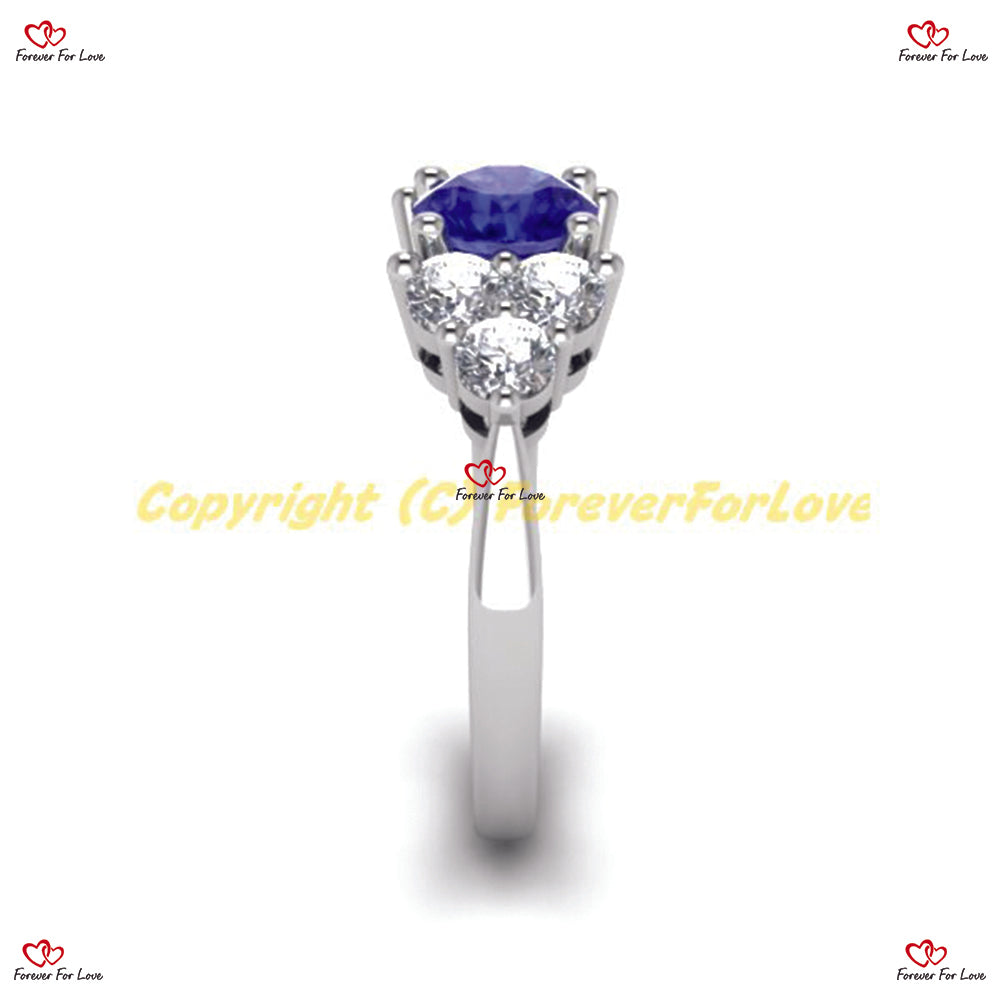 Natural Royal Blue Sapphire White Gold Engagement Ring