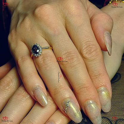 Oval Blue Sapphire Ring Oval Sapphire Diamond Ring Diana Engagement Ring with Sapphire and Diamonds Yellow Gold Forever For Love