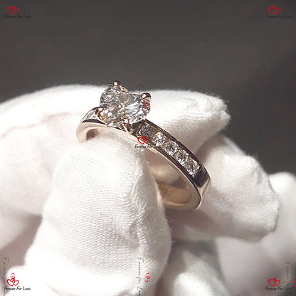 Channel Set Heart Diamond Engagement Ring