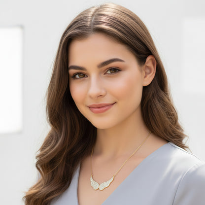 The Seraphina Wings | Diamond Pavé Double Wing Necklace | Gift for Her Forever For Love
