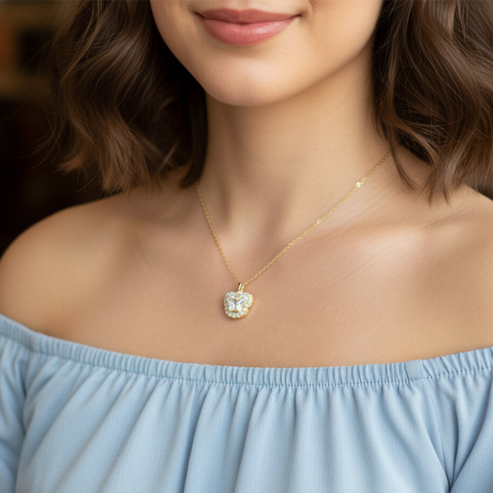 Sparkling Heart-Shaped Butterfly Pendant for Women Forever For Love