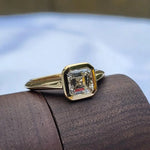 1 Ct Bezel Setting Asscher cut Solitaire Natural Diamond Ring Forever For Love