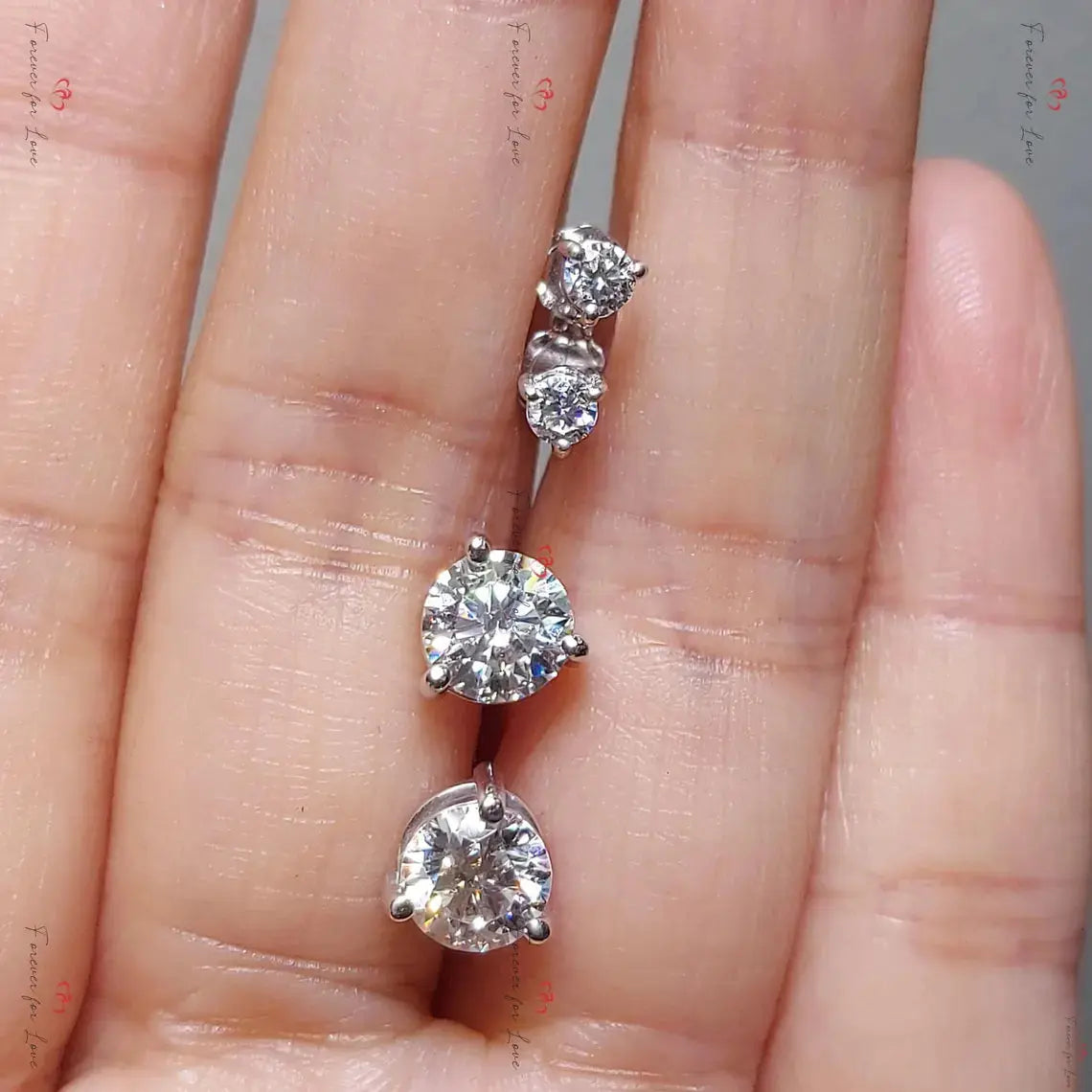 Solid Gold Moissanite Stud Earrings | Brilliant Round Cut Screw Back Forever For Love