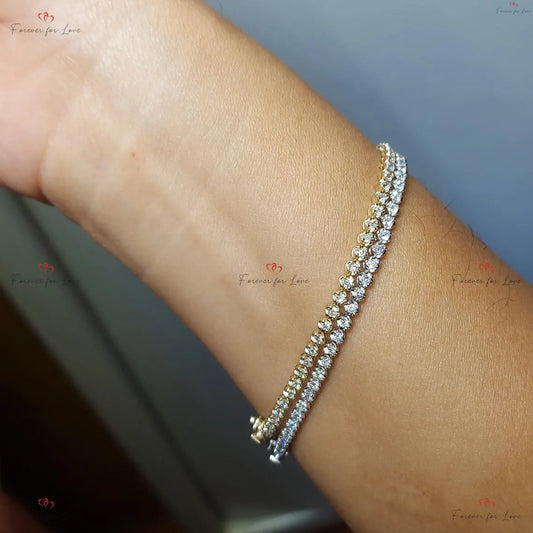 Bracelet de tennis en or massif 14 carats avec diamants cultivés en laboratoire – taille ronde de 1,5 mm