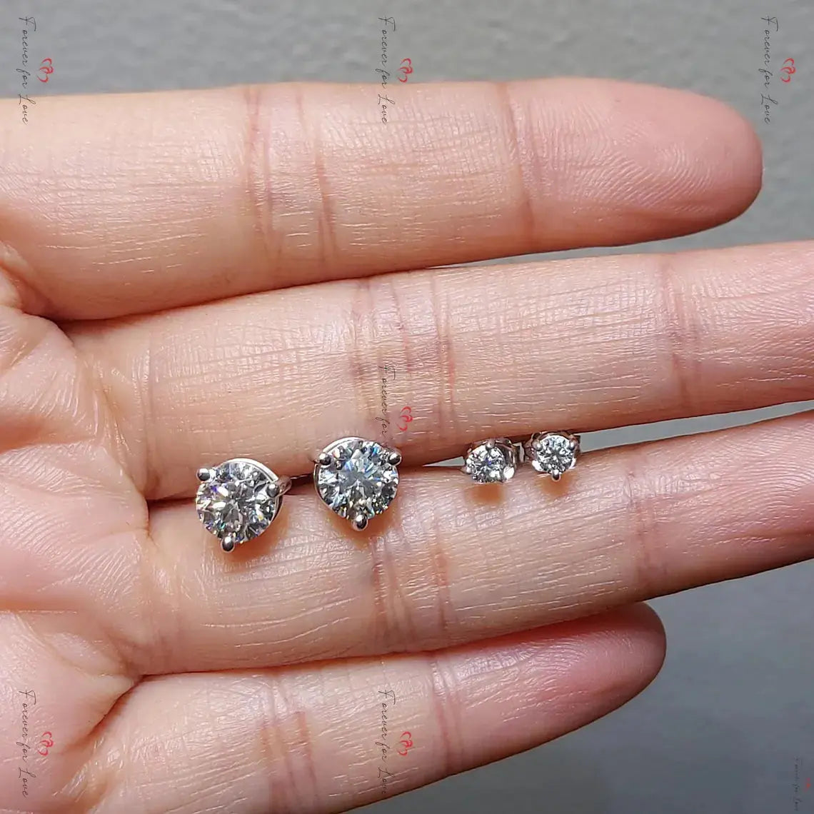 Solid Gold Moissanite Stud Earrings | Brilliant Round Cut Screw Back Forever For Love