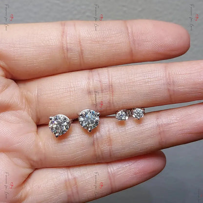 Solid Gold Moissanite Stud Earrings | Brilliant Round Cut Screw Back Forever For Love