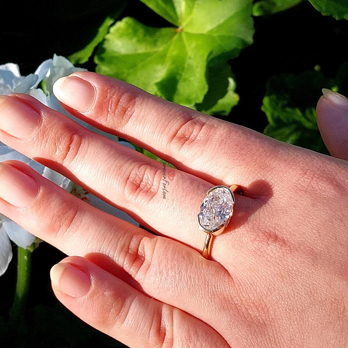 Hailey Bieber-Inspired Oval Diamond Engagement Ring Forever For Love