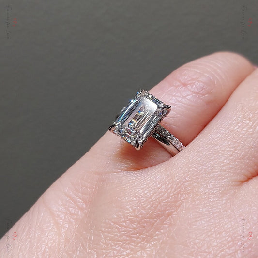 Forever for Love - Ensemble de mariage en diamants taille émeraude de 3 carats avec alliance