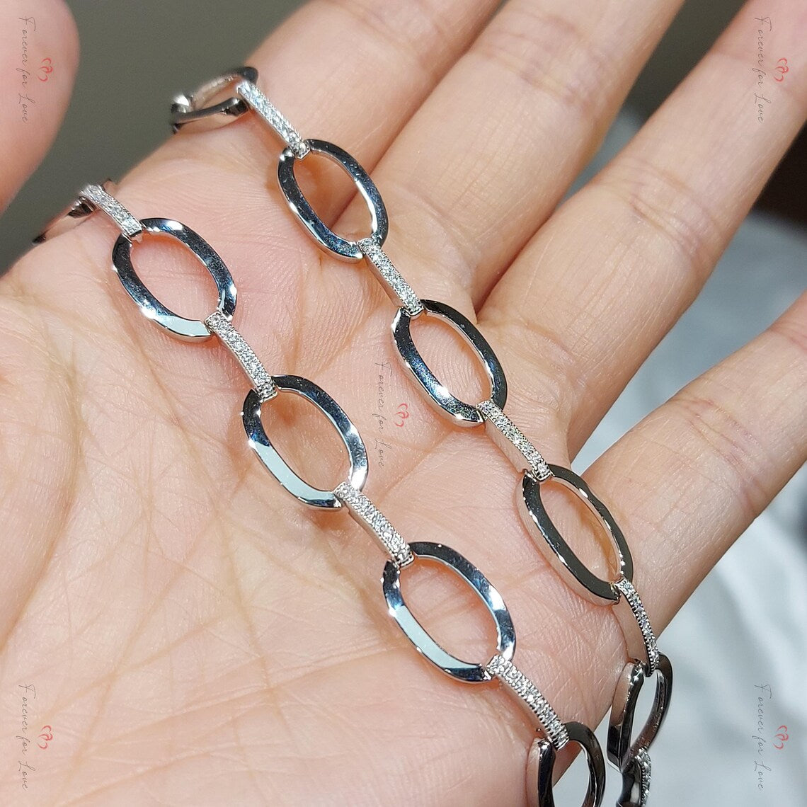 Iced Paperclip | 14K Solid Gold Paperclip Chain Necklace with Lab Diamonds Forever For Love