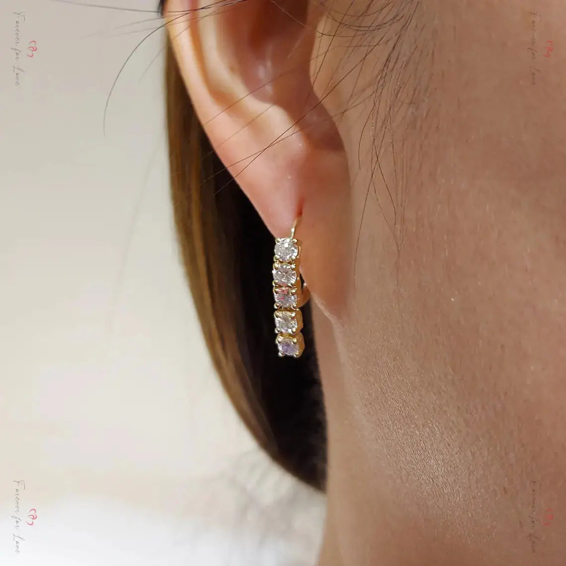 14k Gold and Diamond Hoop Earrings Forever For Love