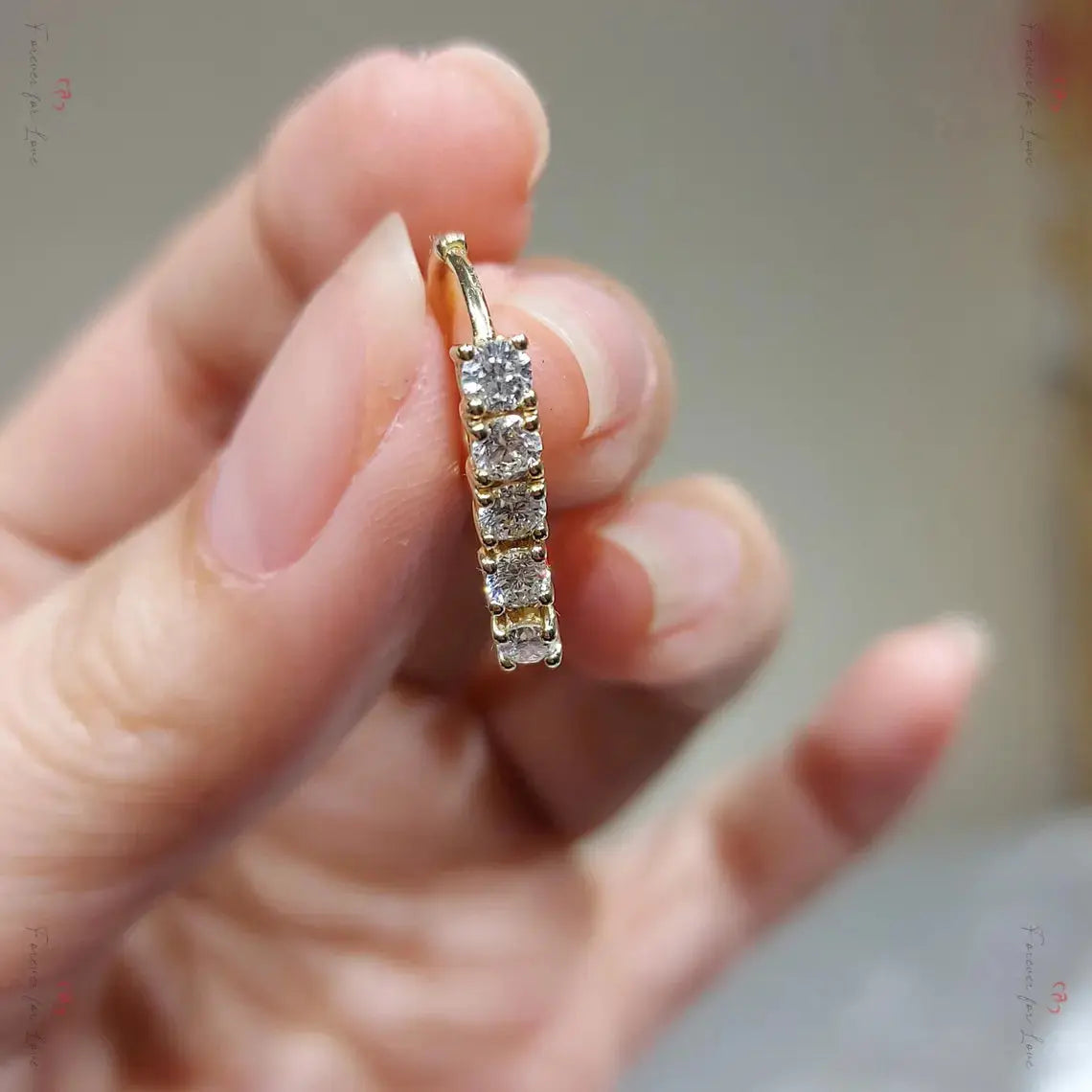 14k Gold and Diamond Hoop Earrings Forever For Love