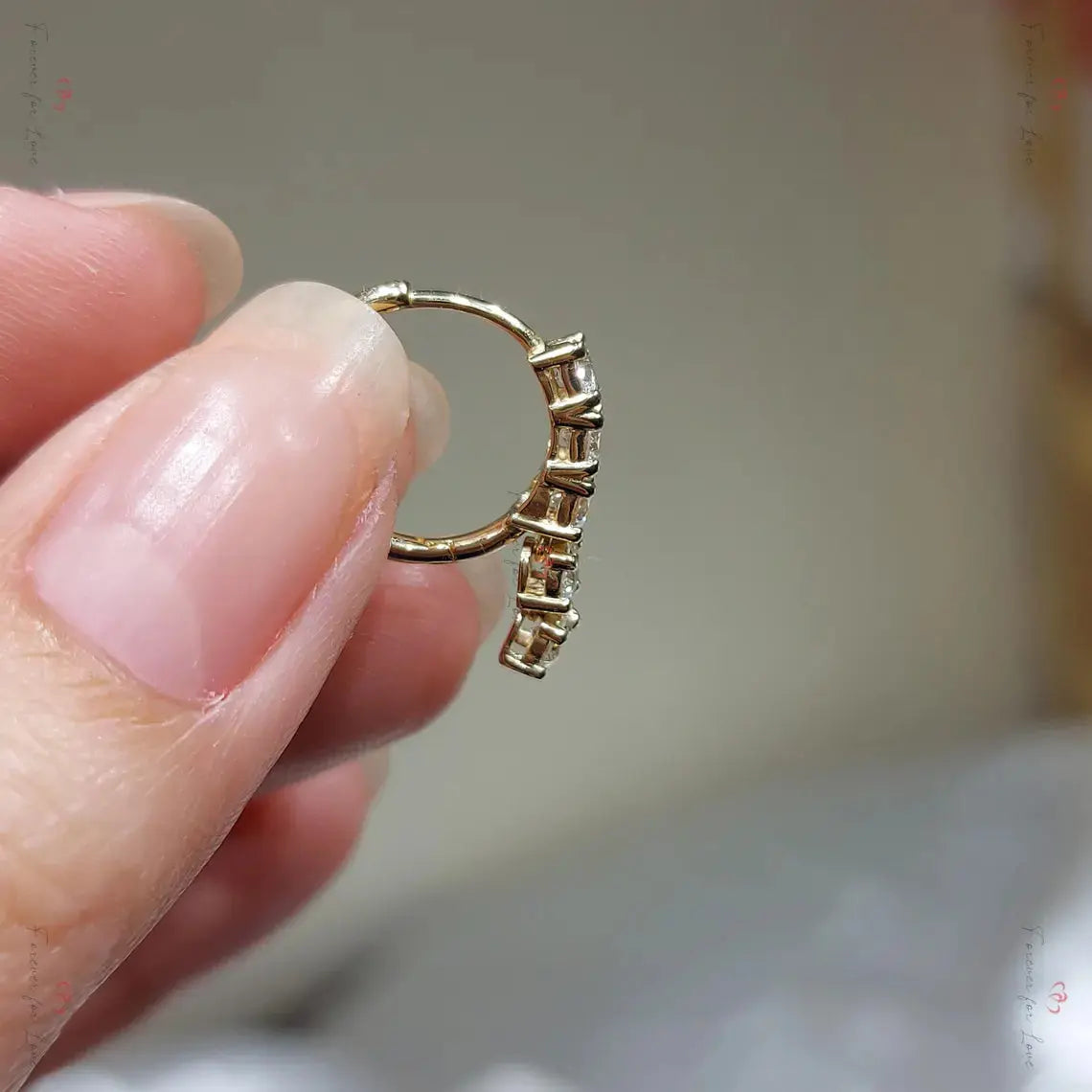 14k Gold and Diamond Hoop Earrings Forever For Love