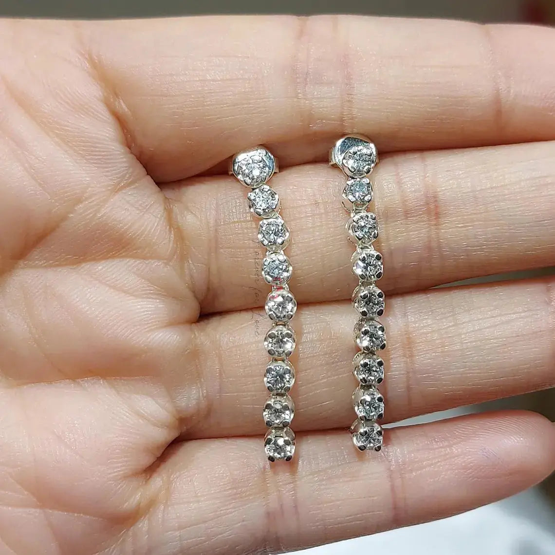 14k Gold and Diamond Dangle Earrings | 3mm Dangling Diamonds Forever For Love