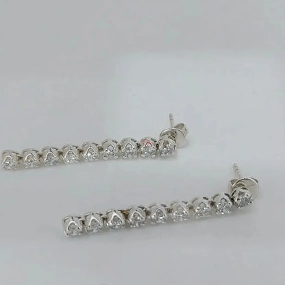 14k Gold and Diamond Dangle Earrings | 3mm Dangling Diamonds Forever For Love