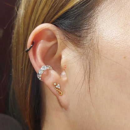 14K Gold Genuine Diamond Cuff Earring | 3mm Diamond Cartilage Piercing Forever For Love