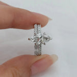 1.5 Carat Marquise Moissanite Diamond Engagement Ring Set Forever For Love