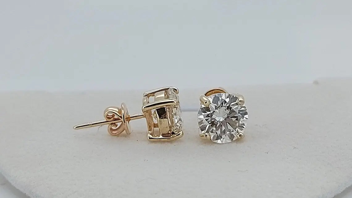4 Carat Total Lab Grown Diamond Round Stud Earrings Forever For Love