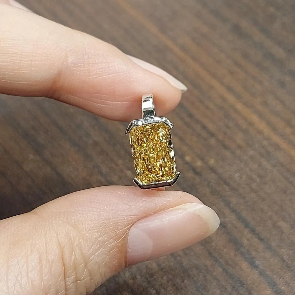 Lab Grown Yellow Cushion Cut Diamond Engagement Ring Forever For Love