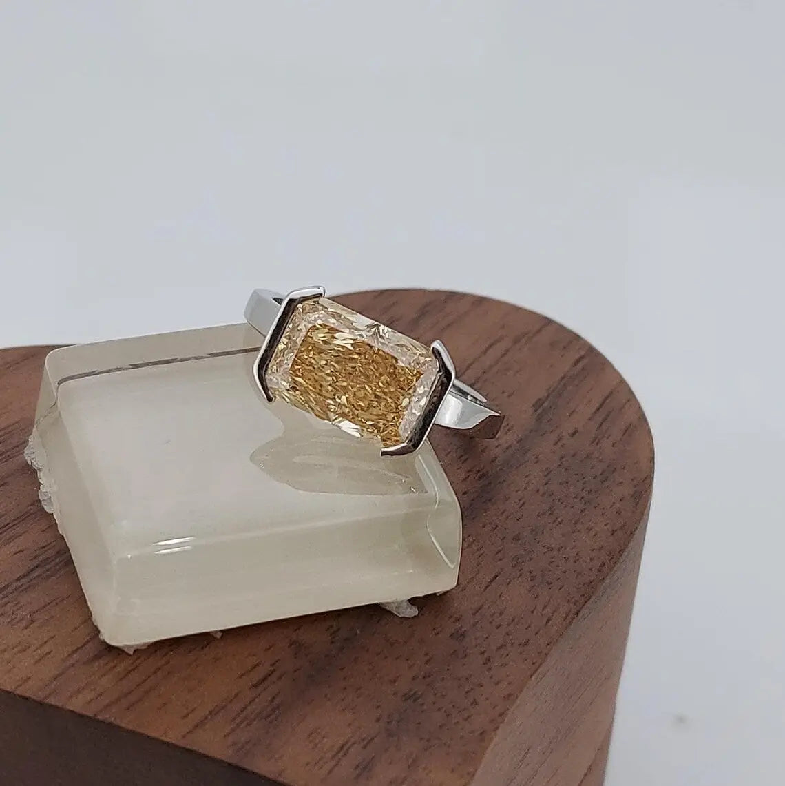 Lab Grown Yellow Cushion Cut Diamond Engagement Ring Forever For Love