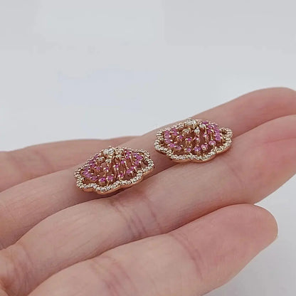 Pink Sapphire & Natural Diamond Stud Earrings Forever For Love
