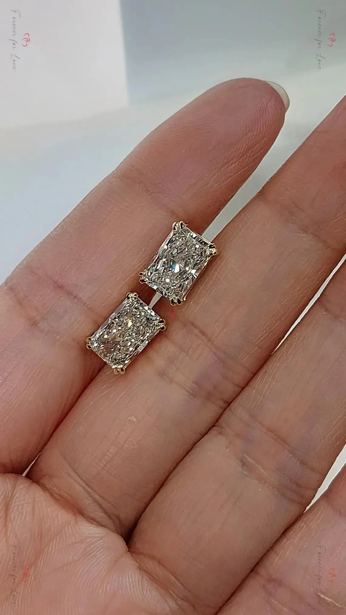 Radiant Cut Lab Grown Diamond Stud Earrings Forever For Love