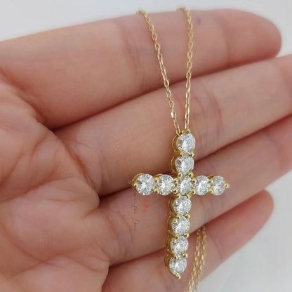 Radiant Faith | Solid Gold Diamond Cross Necklace for Women Forever For Love