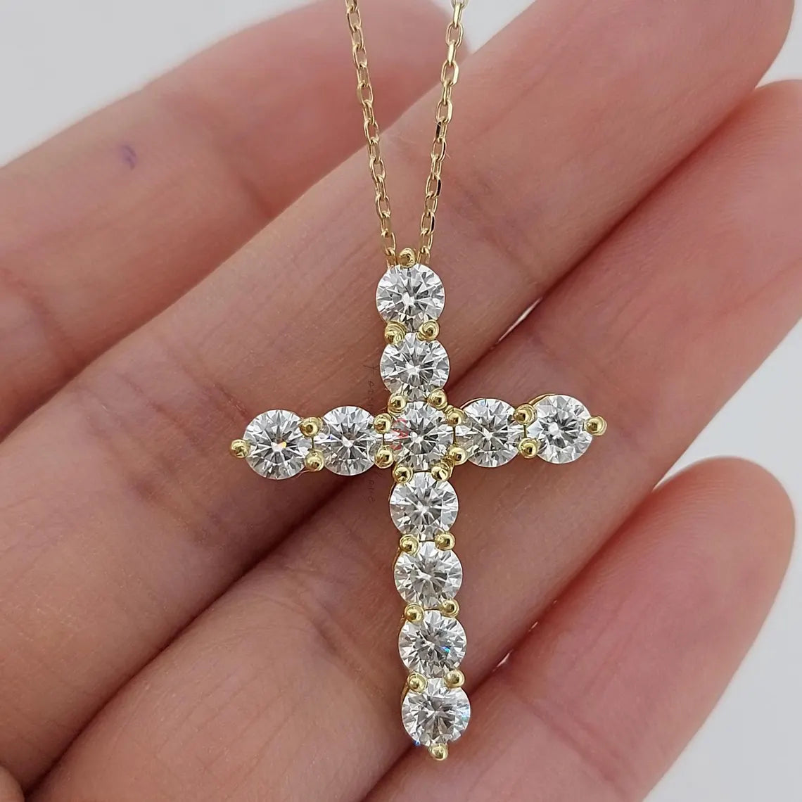 Radiant Faith | Solid Gold Diamond Cross Necklace for Women Forever For Love