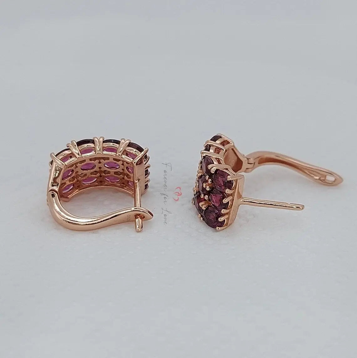 Garnet Hoop Earrings Huggies | Tiny Red Stone Hoops Forever For Love