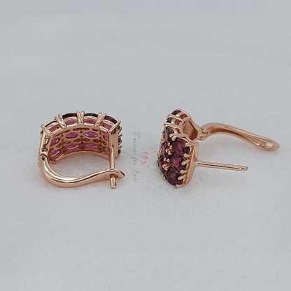 Garnet Hoop Earrings Huggies | Tiny Red Stone Hoops Forever For Love