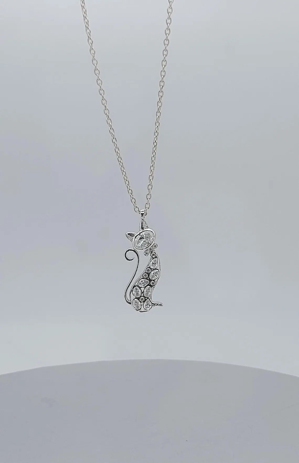 Dainty Diamond Cat Necklace - Minimalist Kitty Pendant Forever For Love